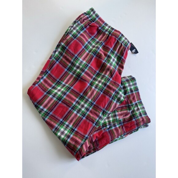 Lands' End FLANNEL PATTERN SLEEP PANTS PJ PAJAMA FESTIVE  PLAID 2X New Cotton - Picture 1 of 7